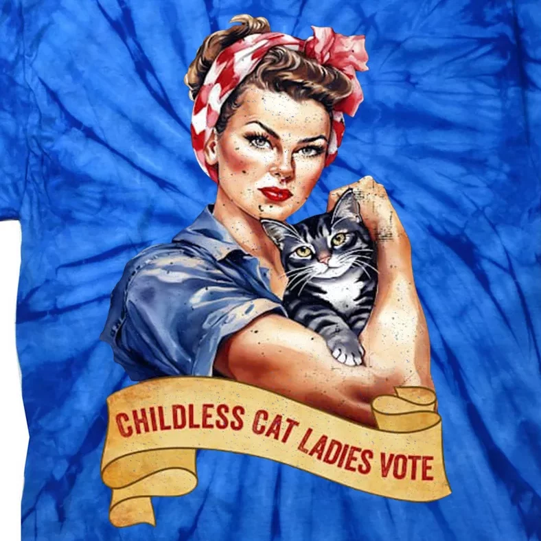 Childless Cat Ladies Vote Kamala Harris 2024 Election Tie-Dye T-Shirt