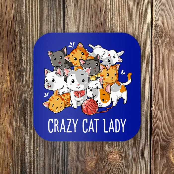 Crazy Cat Lady Funny Kitty Kitten Animal Lover Coaster