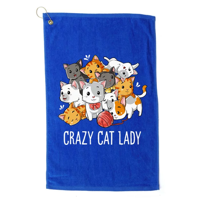 Crazy Cat Lady Funny Kitty Kitten Animal Lover Platinum Collection Golf Towel