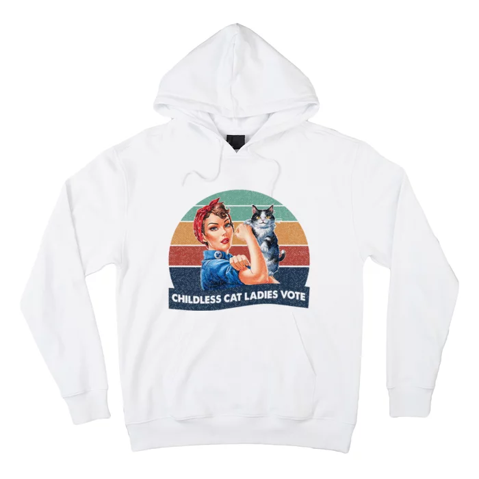 Childless Cat Ladies Vote Rosie The Riveter Vintage Hoodie