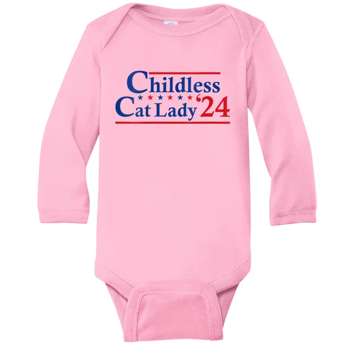 Childless Cat Lady Kamala Baby Long Sleeve Bodysuit