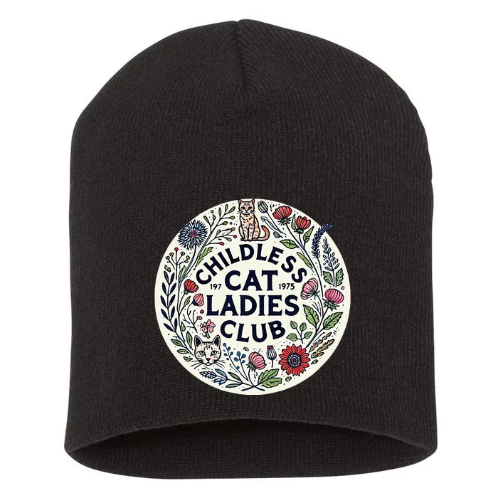 Childless Cat Ladies Club Illustration Cat Person Artwork Short Acrylic Beanie