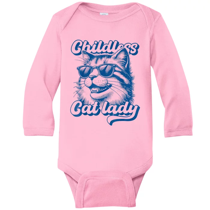 Childless Cat Ladies Against Fascism Kamala Harris Cat 2024 Baby Long Sleeve Bodysuit