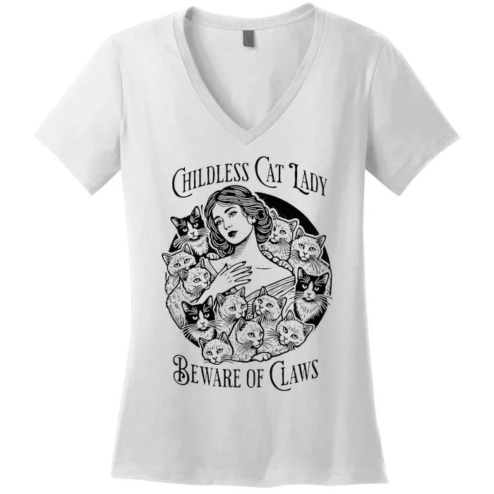 Childless Cat Lady Beware Of Claws Girl Madam Kamala Women's V-Neck T-Shirt