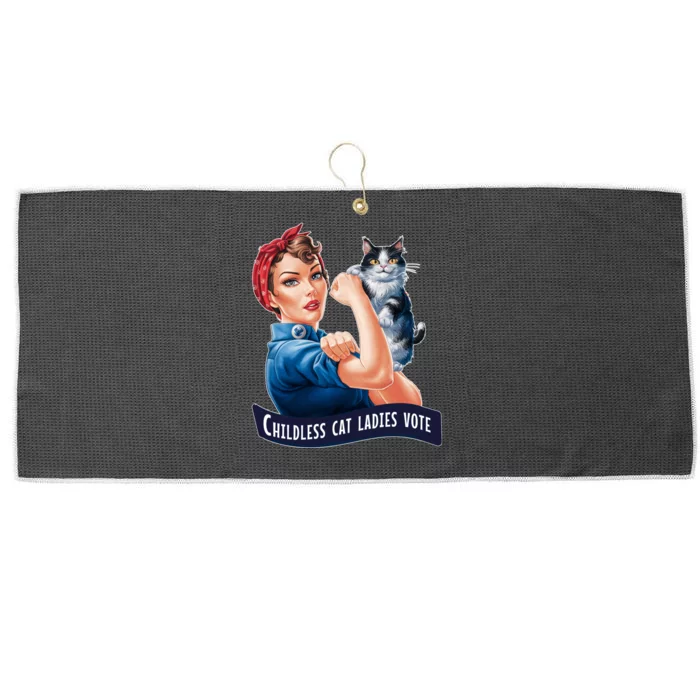 Childless Cat Ladies Vote Rosie The Riveter Large Microfiber Waffle Golf Towel