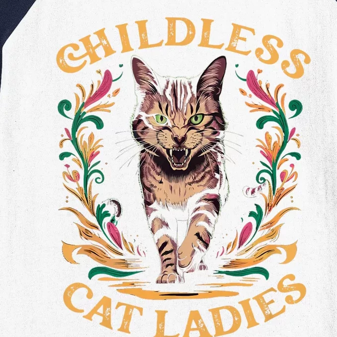 Childless Cat Ladies Feminist Childless Cat Ladies 2024 Baseball Sleeve Shirt