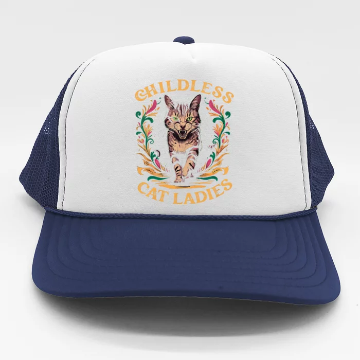 Childless Cat Ladies Feminist Childless Cat Ladies 2024 Trucker Hat