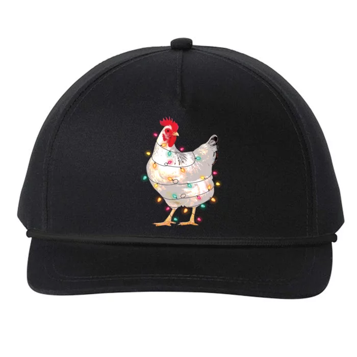 Chicken Christmas Lights With Santa Hat Funny Pajamas Gift Snapback Five-Panel Rope Hat