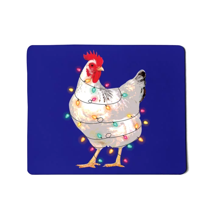 Chicken Christmas Lights With Santa Hat Funny Pajamas Gift Mousepad