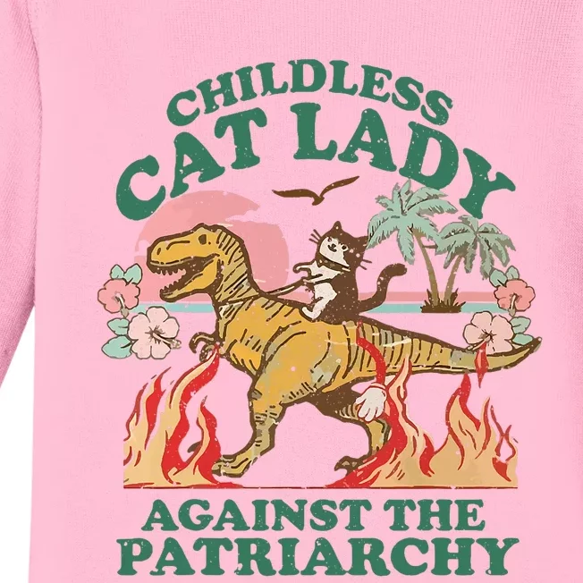 Childless Cat Lady Against The Patriarchy Kamala Harris 2024 Baby Long Sleeve Bodysuit