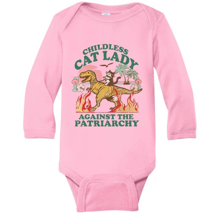 Childless Cat Lady Against The Patriarchy Kamala Harris 2024 Baby Long Sleeve Bodysuit