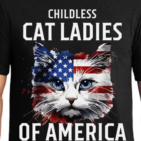 Childless Cat Lady Of America Kamala Harris 2024 Us Flag Gift Pajama Set