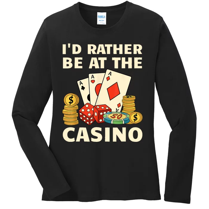 Cool Casino Lover Art For Women Casino Gambling Gambler Ladies Long Sleeve Shirt