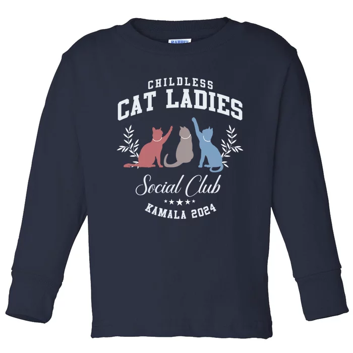 Childless Cat Ladies Social Club Voting Kamala Election 2024 Toddler Long Sleeve Shirt