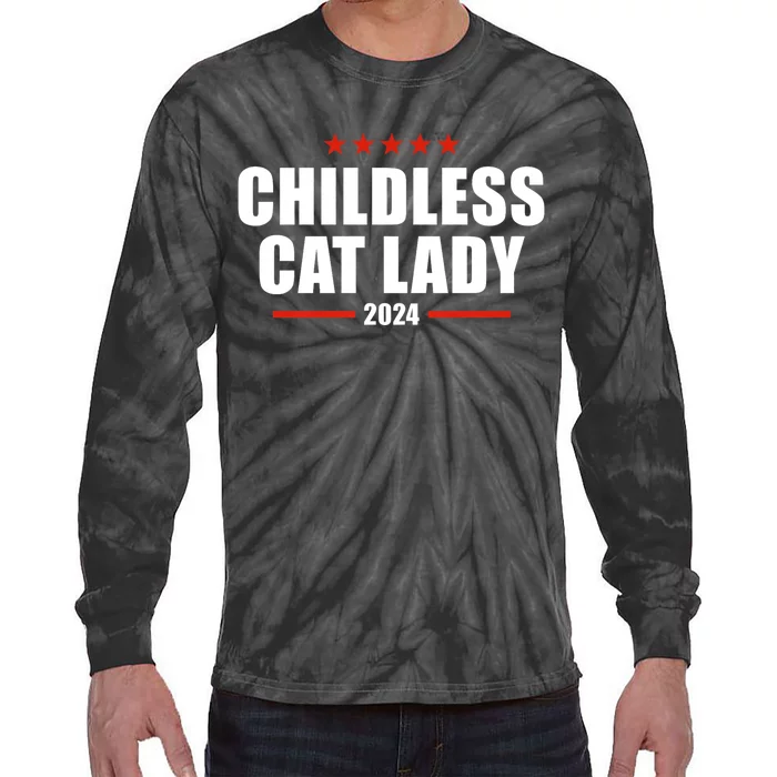 Childless Cat Lady 2024 Childless Cat Lady Tie-Dye Long Sleeve Shirt