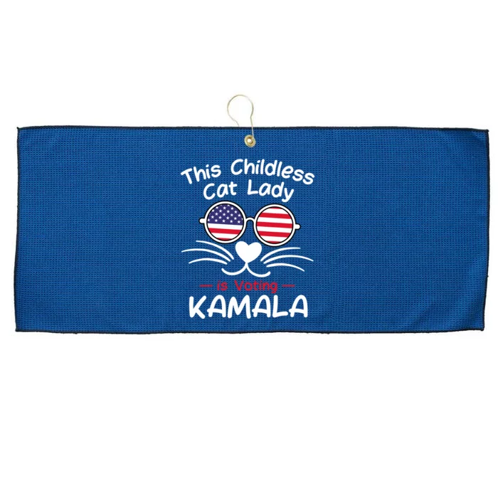 Childless Cat Lady Is Voting Kamala Large Microfiber Waffle Golf Towel