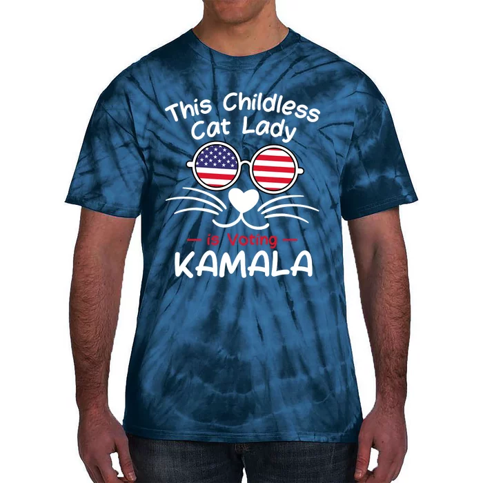 Childless Cat Lady Is Voting Kamala Tie-Dye T-Shirt