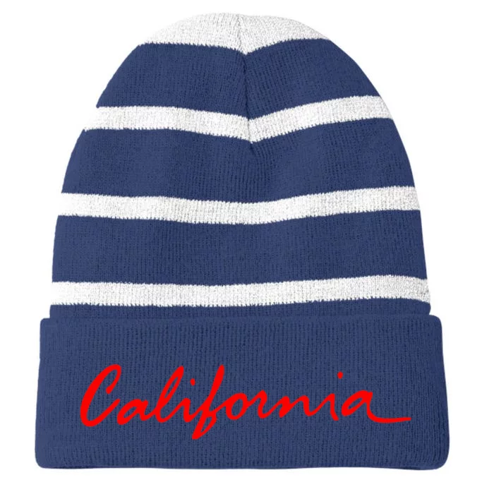 California CA License Plate Design Classic Striped Beanie with Solid Band