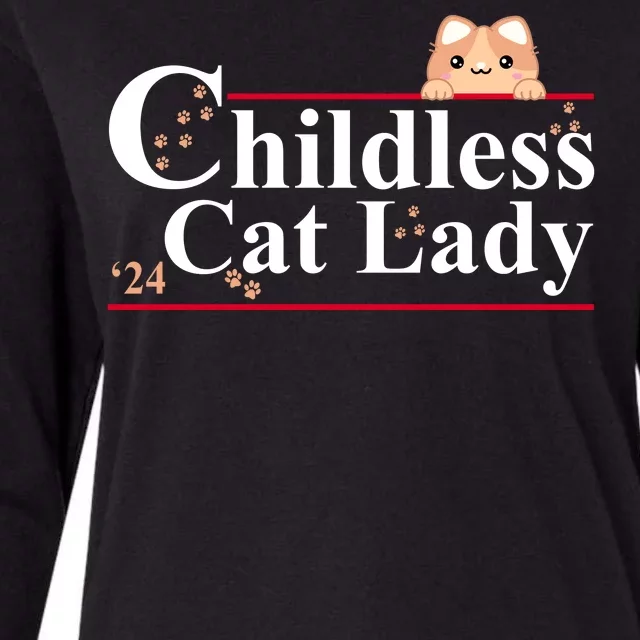 Childless Cat Lady 2024 Kamala Harris Election Womens Cotton Relaxed Long Sleeve T-Shirt