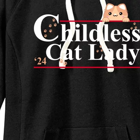 Childless Cat Lady 2024 Kamala Harris Election Women's Fleece Hoodie