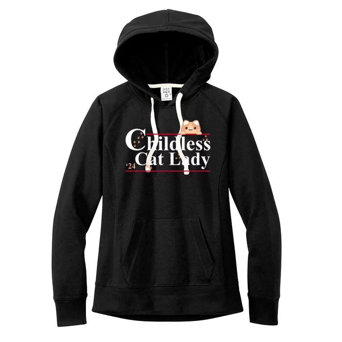 Childless Cat Lady 2024 Kamala Harris Election Women's Fleece Hoodie