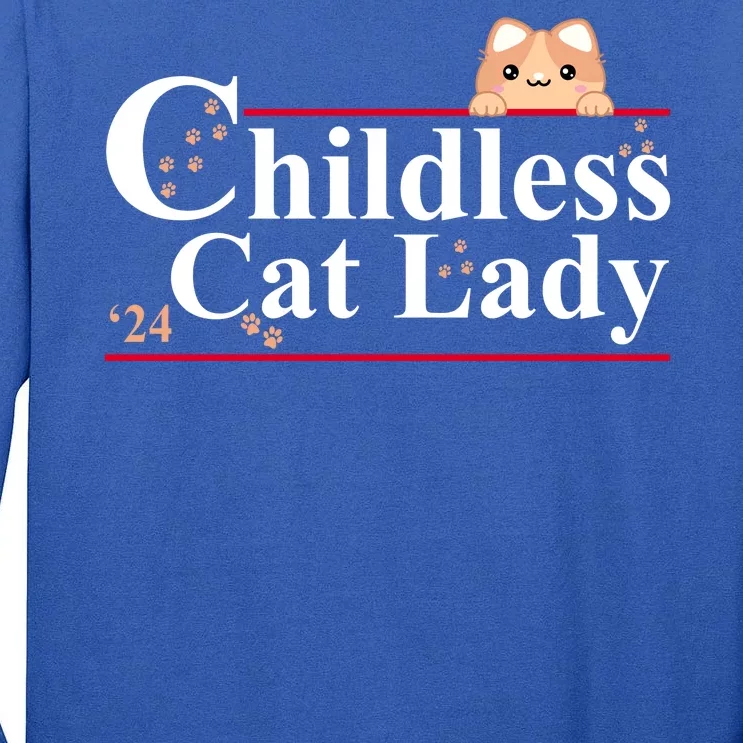 Childless Cat Lady 2024 Kamala Harris Election Tall Long Sleeve T-Shirt