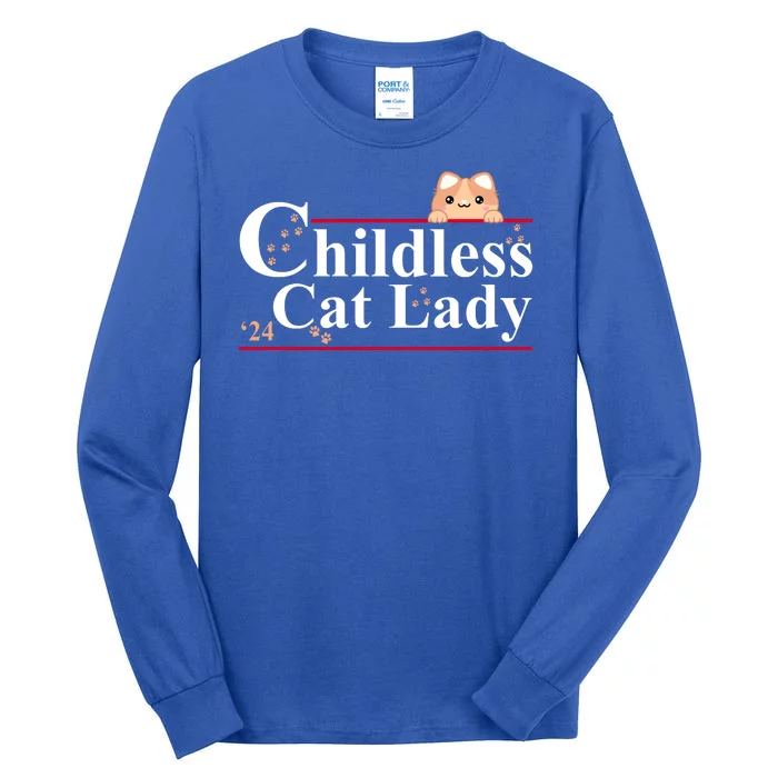 Childless Cat Lady 2024 Kamala Harris Election Tall Long Sleeve T-Shirt