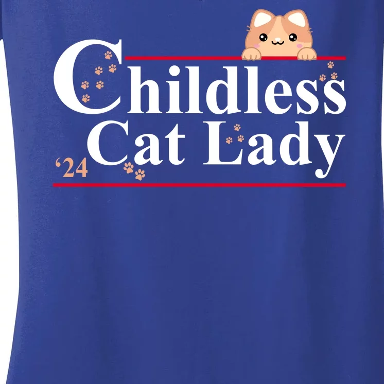 Childless Cat Lady 2024 Kamala Harris Election Women's V-Neck T-Shirt