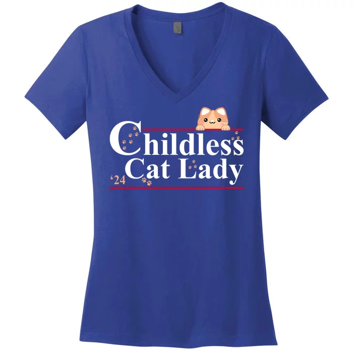 Childless Cat Lady 2024 Kamala Harris Election Women's V-Neck T-Shirt