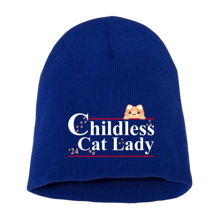 Childless Cat Lady 2024 Kamala Harris Election Short Acrylic Beanie