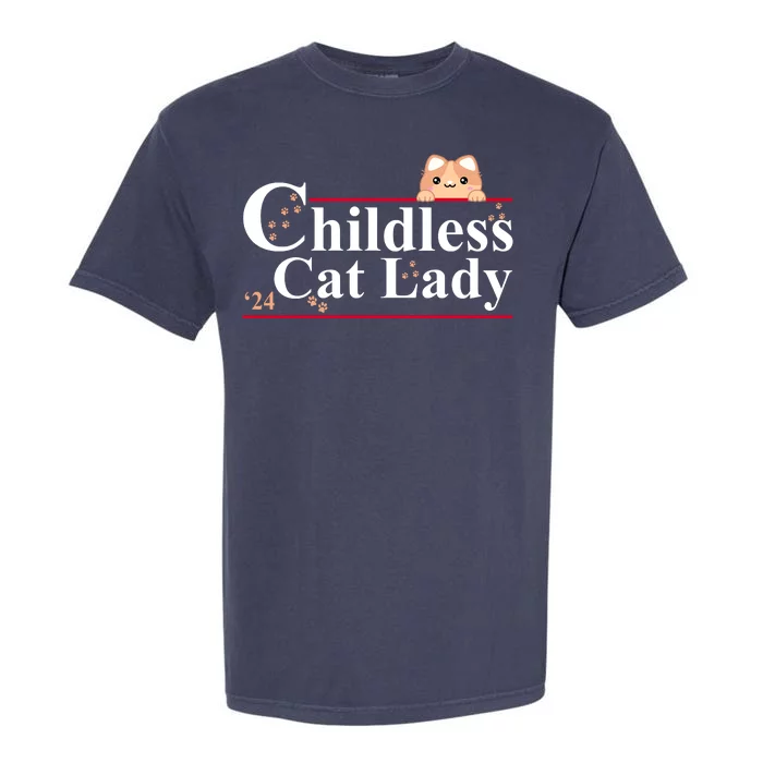 Childless Cat Lady 2024 Kamala Harris Election Garment-Dyed Heavyweight T-Shirt