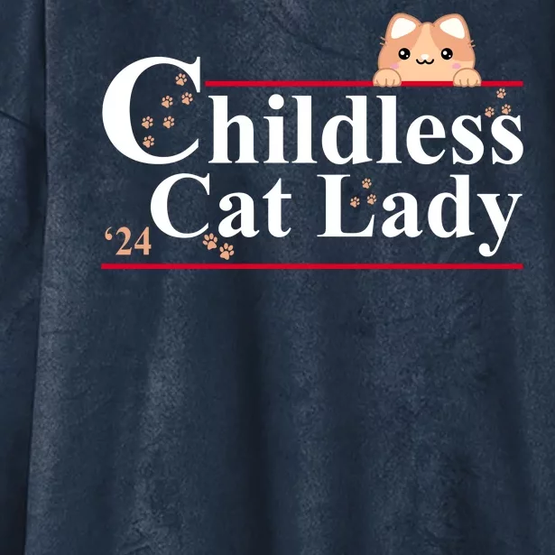 Childless Cat Lady 2024 Kamala Harris Election Hooded Wearable Blanket