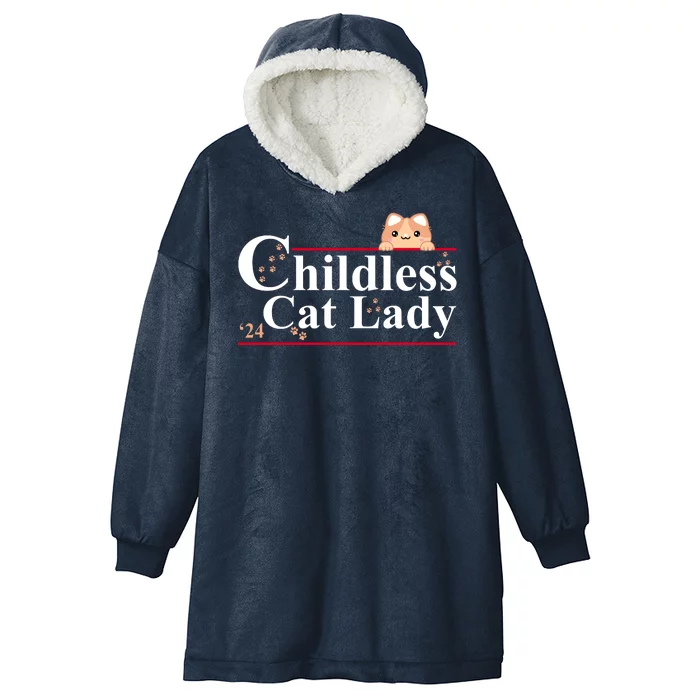 Childless Cat Lady 2024 Kamala Harris Election Hooded Wearable Blanket