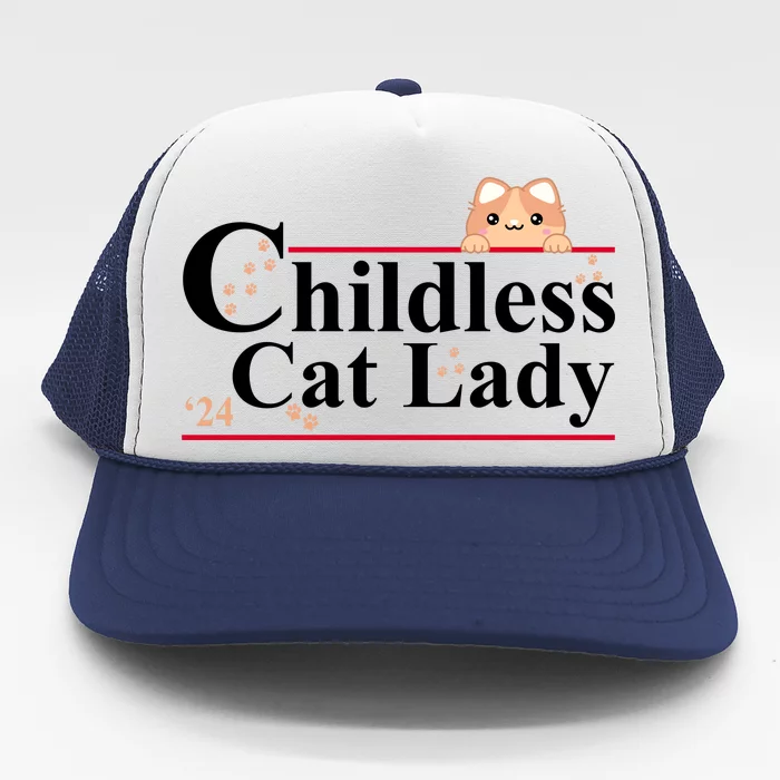 Childless Cat Lady 2024 Kamala Harris Election Trucker Hat