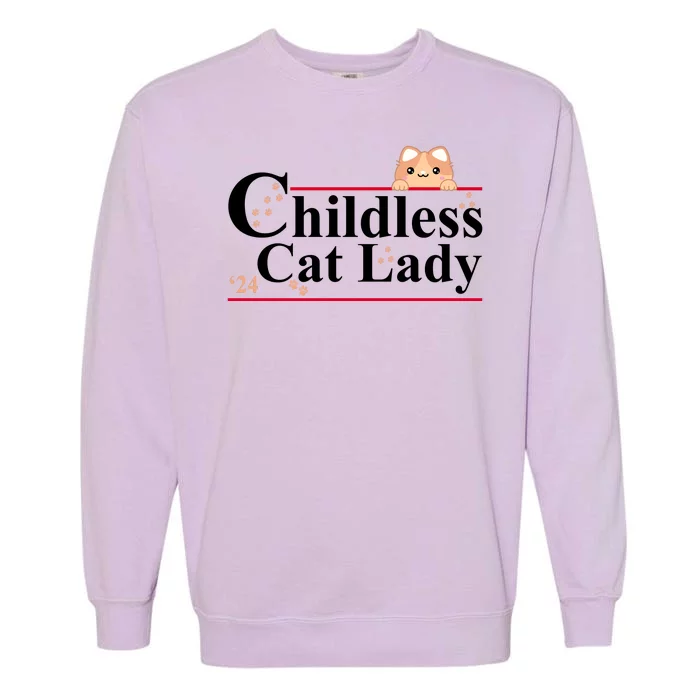 Childless Cat Lady 2024 Kamala Harris Election Garment-Dyed Sweatshirt