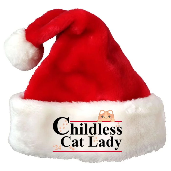 Childless Cat Lady 2024 Kamala Harris Election Premium Christmas Santa Hat