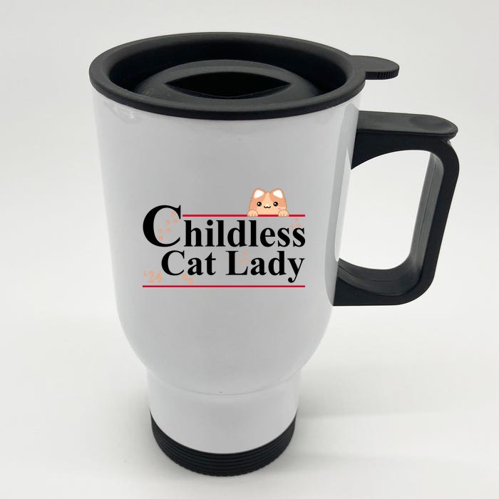 Childless Cat Lady 2024 Kamala Harris Election Front & Back Stainless Steel Travel Mug