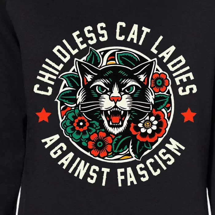 Childless Cat Ladies Against Fascism Womens California Wash Sweatshirt