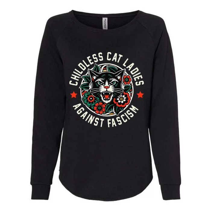 Childless Cat Ladies Against Fascism Womens California Wash Sweatshirt