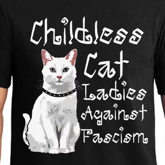 Childless Cat Ladies Against Fascism White Lady Cat Pajama Set