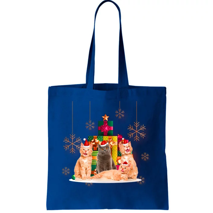 Colorful Christmas Lights Cat Christmas Pajamas Christmas Gift Tote Bag