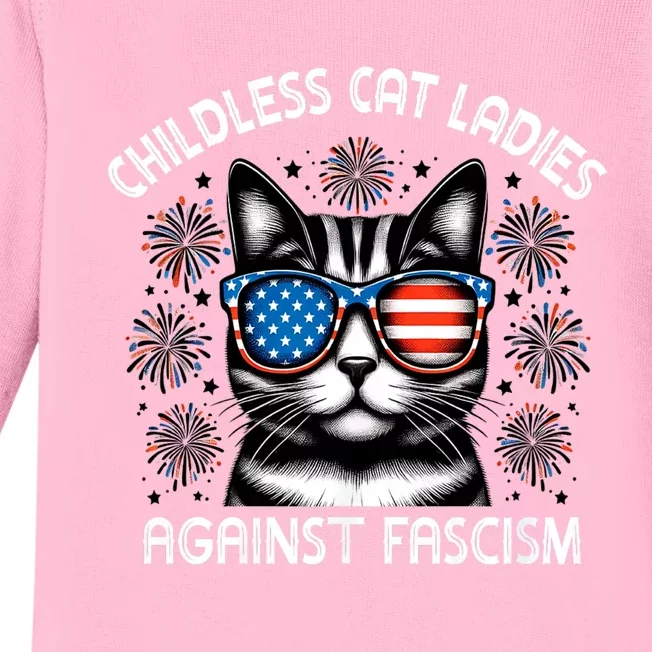 Childless Cat Ladies Against Fascism  Vote For Kamala Baby Long Sleeve Bodysuit