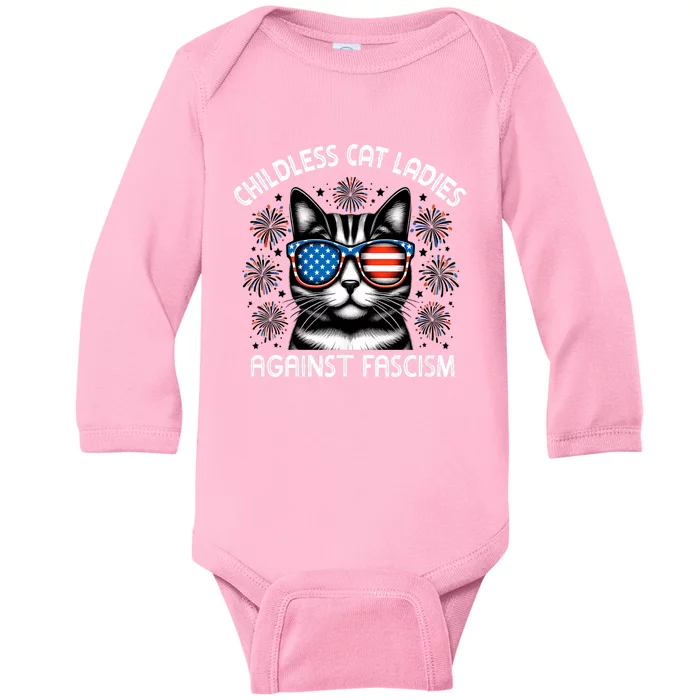 Childless Cat Ladies Against Fascism  Vote For Kamala Baby Long Sleeve Bodysuit