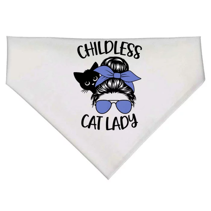 Childless Cat Lady Messy Bun Cat Mom USA-Made Doggie Bandana