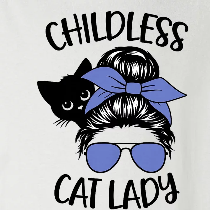 Childless Cat Lady Messy Bun Cat Mom Toddler Long Sleeve Shirt