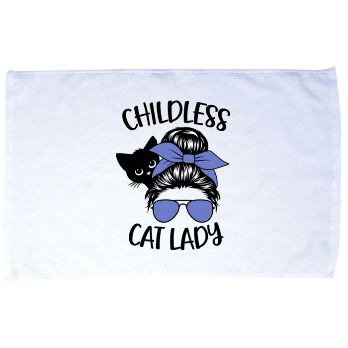 Childless Cat Lady Messy Bun Cat Mom Microfiber Hand Towel