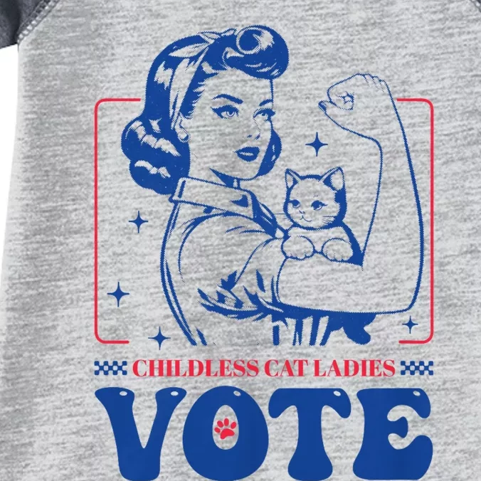 Childless Cat Ladies Vote Retro Election 2024 Usa Infant Baby Jersey Bodysuit