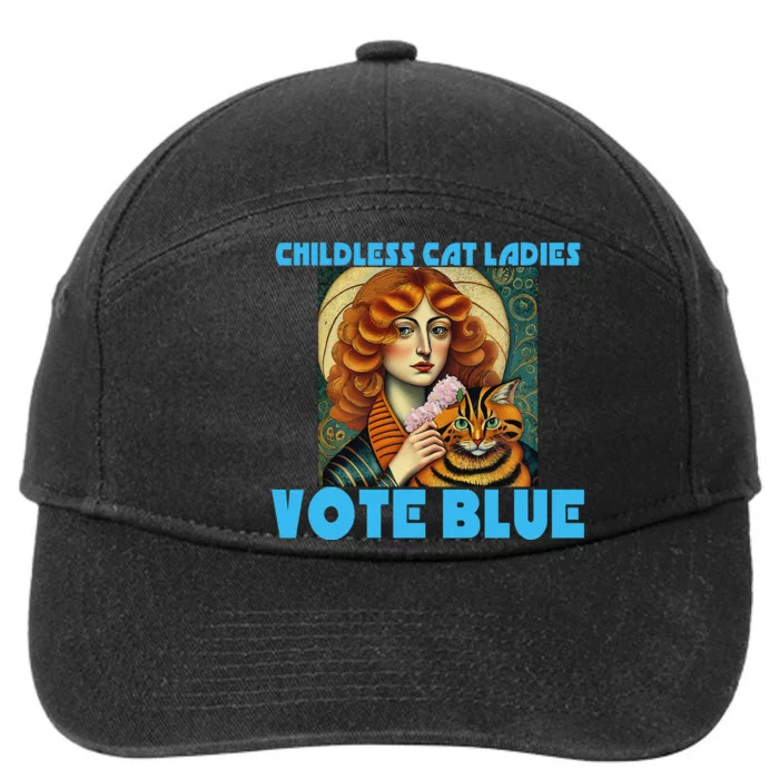 Childless Cat Ladies Vote Blue 7-Panel Snapback Hat