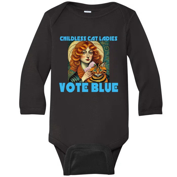 Childless Cat Ladies Vote Blue Baby Long Sleeve Bodysuit