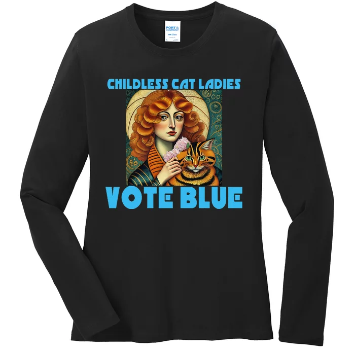 Childless Cat Ladies Vote Blue Ladies Long Sleeve Shirt